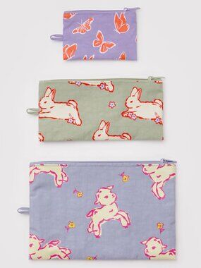 NWT Baggu Flat Pouch Set - Spring Animals